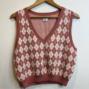 Aritzia Sunday Best Quinn Wool Blend Sweater Vest Pink White